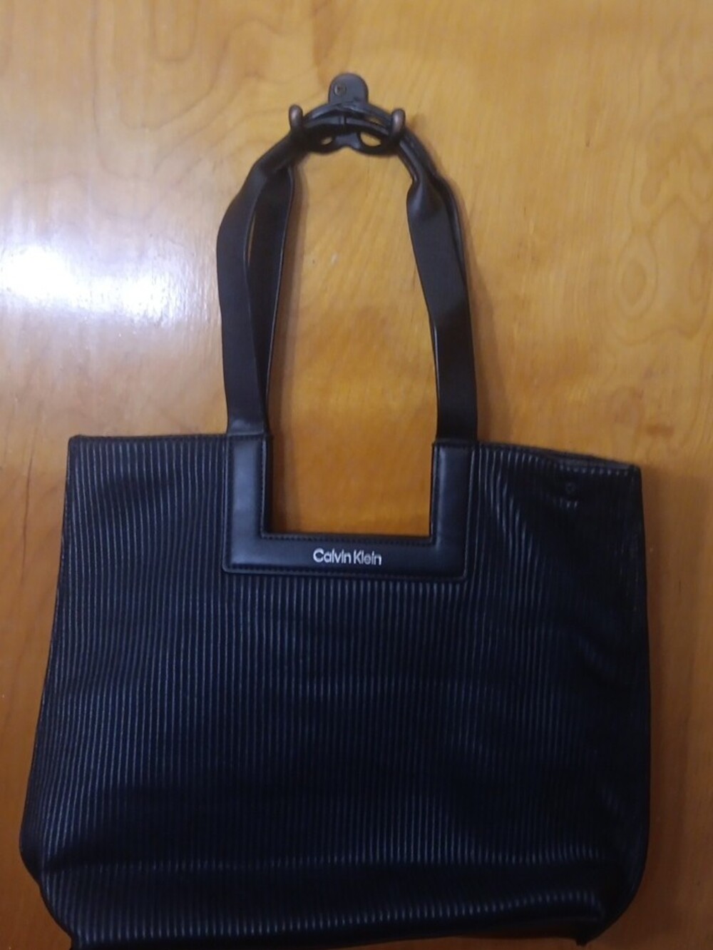 Calvin Klein Black Ribbed Messenger Tote